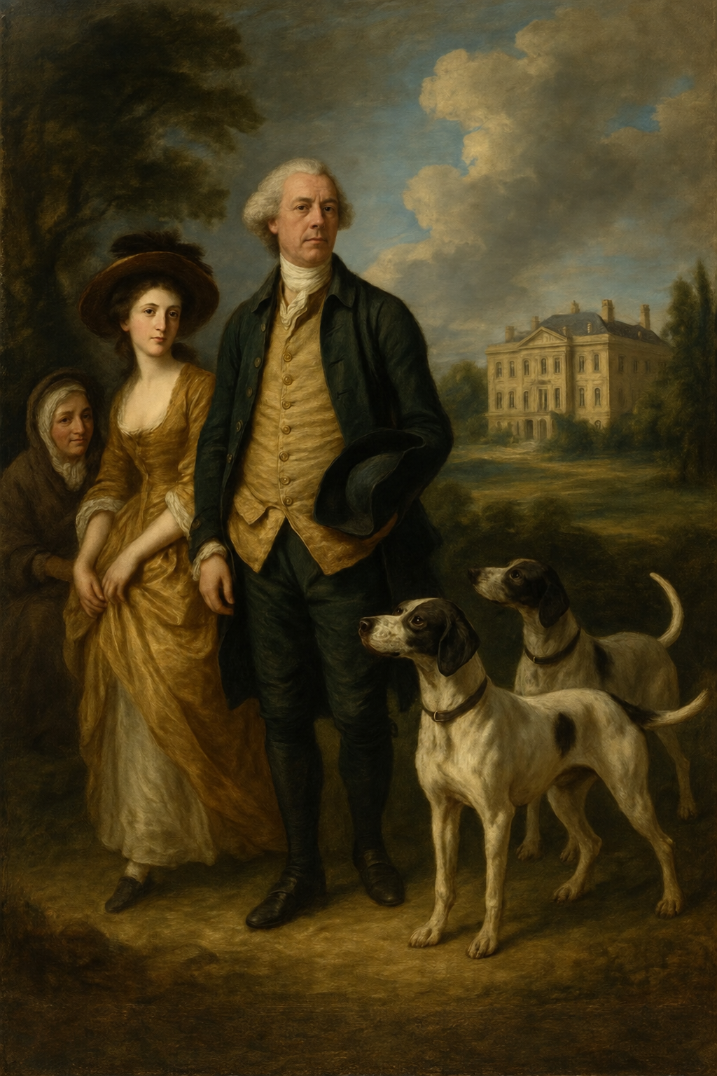 Giles na Magaleen with family and pointers before Cashelmagaleen House